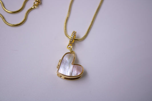 Mother of Pearl Heart Locket